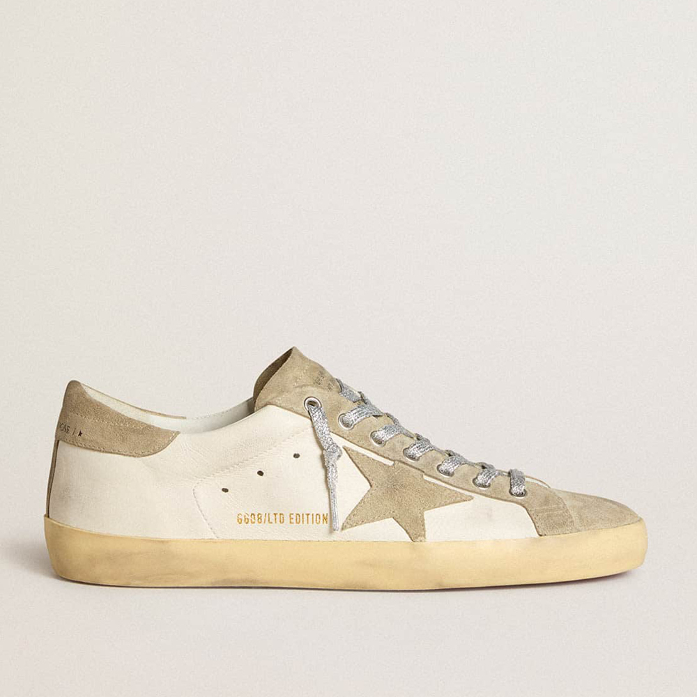 Golden Goose Women's Super-Star In Nappa With Ice-gray Suede Star And Black Embroidery