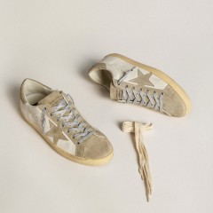 Golden Goose Women's Super-Star In Nappa With Ice-gray Suede Star And Black Embroidery