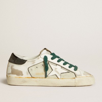 Golden Goose Women's Super-Star LAB In White Leather With White Star And Black Heel Tab