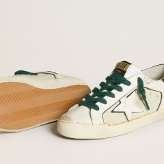 Golden Goose Women's Super-Star LAB In White Leather With White Star And Black Heel Tab