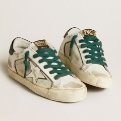 Golden Goose Women's Super-Star LAB In White Leather With White Star And Black Heel Tab