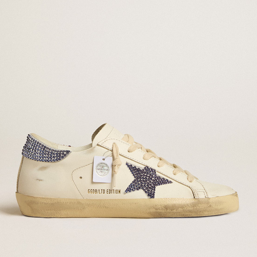 Golden Goose Women's Super-Star LTD With Suede Star And Heel Tab With Swarovski Crystals