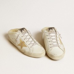 Golden Goose Women's Super-Star Sabots With Gold Suede Star And Shearling Lining