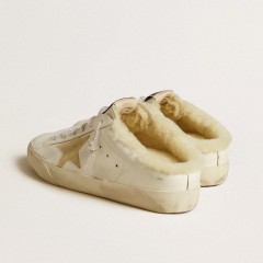 Golden Goose Women's Super-Star Sabots With Gold Suede Star And Shearling Lining