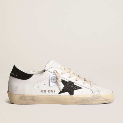 Golden Goose Women's Super-Star With A Black Swarovski Crystal Star And Heel Tab