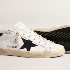 Golden Goose Women's Super-Star With A Black Swarovski Crystal Star And Heel Tab