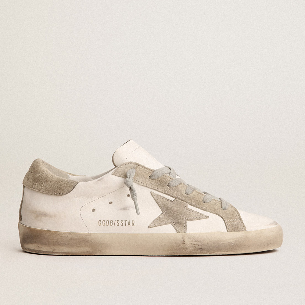 Golden Goose Women's Super-Star With Gray Suede Star And Heel Tab