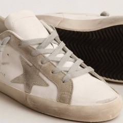 Golden Goose Women's Super-Star With Gray Suede Star And Heel Tab