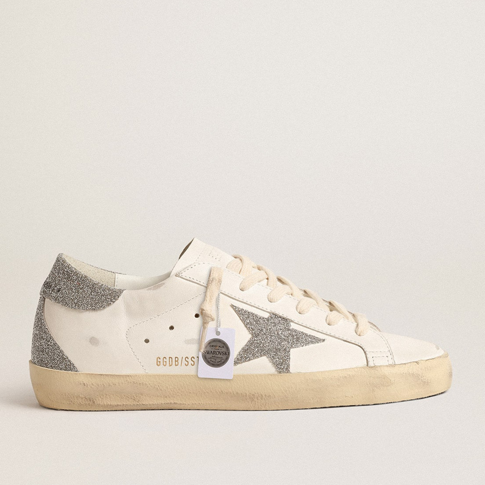 Golden Goose Women's Super-Star With Silver Swarovski Crystal Star And Heel Tab