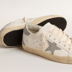 Golden Goose Women's Super-Star With Silver Swarovski Crystal Star And Heel Tab