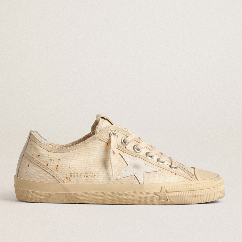 Golden Goose Women's V-Star LAB In Canvas With Leather Star And Rust-colored Speckles