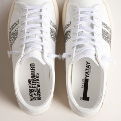 Golden Goose Yatay Model 1B Sustainable Sneakers With White Bio-based Upper And Silver Recycled Glitter Y