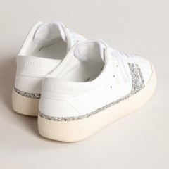 Golden Goose Yatay Model 1B Sustainable Sneakers With White Bio-based Upper And Silver Recycled Glitter Y