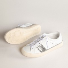 Golden Goose Yatay Model 1B Sustainable Sneakers With White Bio-based Upper And Silver Recycled Glitter Y